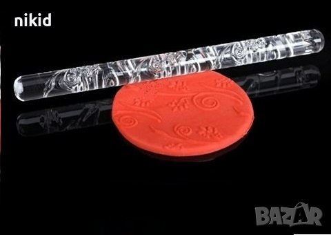 Стъбла тичинки Прозрачна релефна текстурна пластмасова акрилна точилка за фондан украса торта сладки, снимка 1