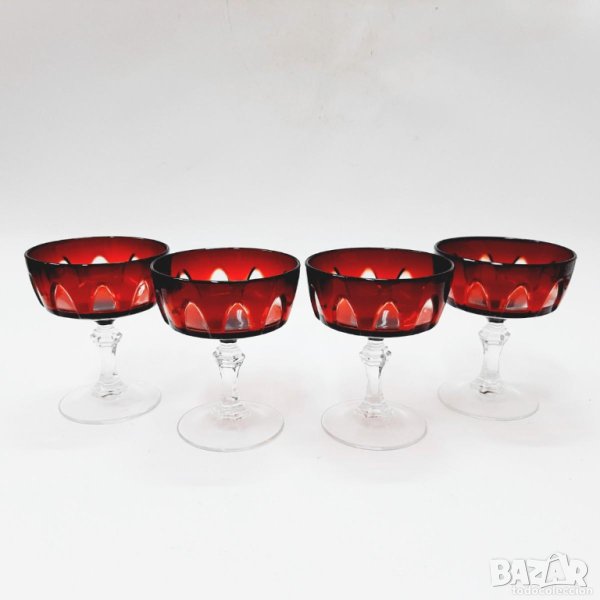 Чаши за шампанско, червен кристал (2.2), снимка 1