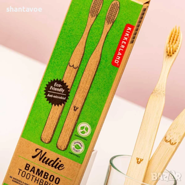 Комплект закачливи бамбукови четки за зъби за Него и Нея, снимка 1
