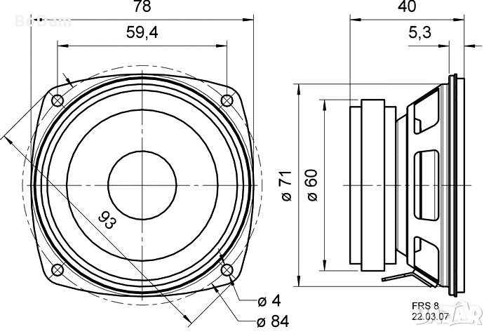 Visaton Fr 8 8 CM (3,3") Altavoz Banda Ancha 4 Ohm 15 Vatios 070276