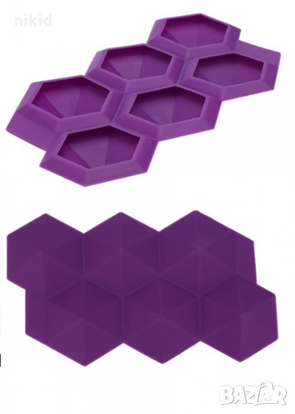 6 бр плосък диамант силиконов молд форма калъп декорация украса фондан торта шоколад гипс смола, снимка 1