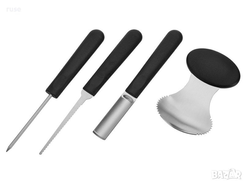 НОВИ! Комплект за карвинг на тикви, дини и други плодове с 4 бр. шаблони за фенери, снимка 1