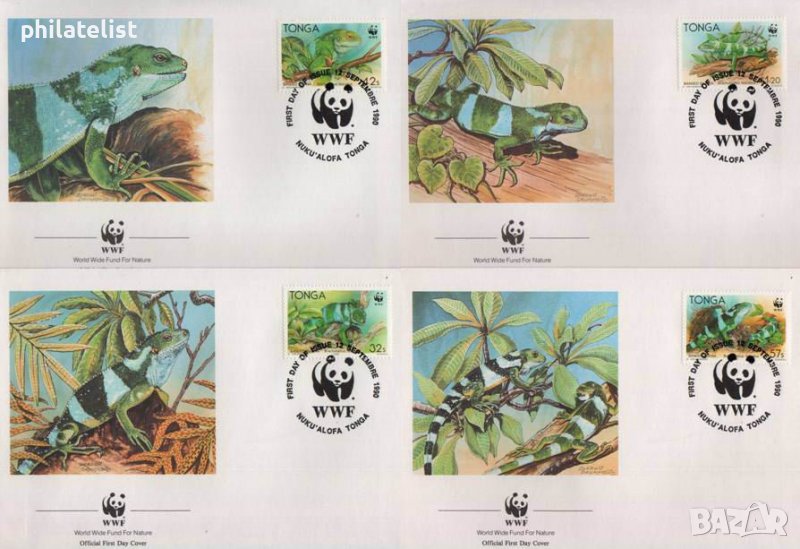 Тонга 1990 - - 4 броя FDC Комплектна серия - WWF, снимка 1