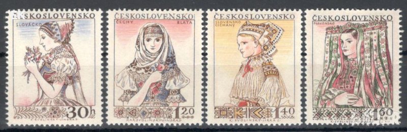 Чехословакия, 1956 г. - пълна серия чисти марки, носии, 2*12, снимка 1