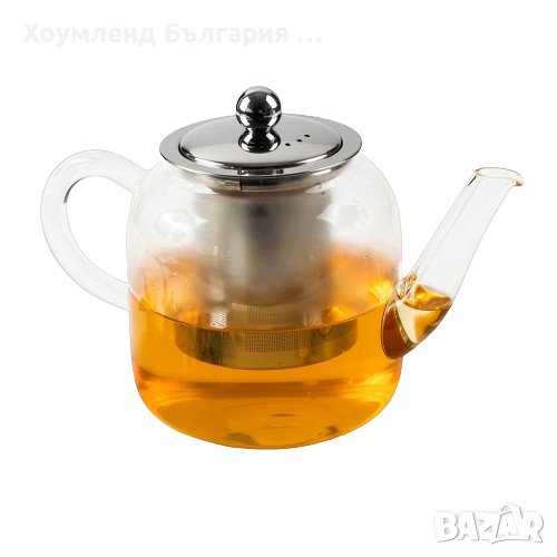 Огнеупорен стъклен чайник с цедка Luigi Ferrero, снимка 1