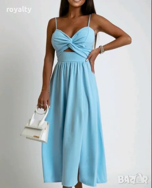 Дълга дамска светло синя рокля Различни цветове , снимка 1