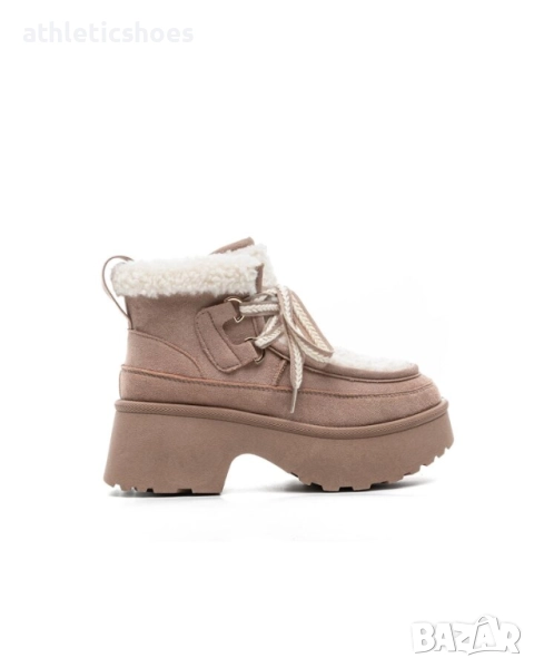 Дамски  зимни отоплени боти в бежово на платформа-2510, снимка 1