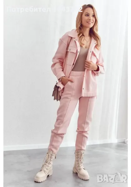 Дамски спортно-елегантен комплект в цвят пудра FI694 FASARDI, снимка 1