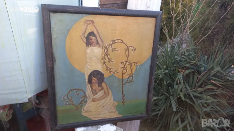 СТАРА КАРТИНА МАСЛО НА ПЛАТНО НА БЪЛГАРСКИЯ ХУДОЖНИК М.КАРАЛЕЕВ 1931г, снимка 1