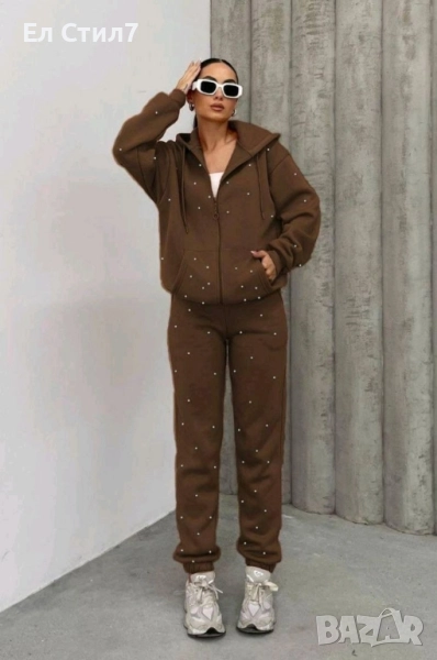 📌Ватирани #дамски #екипи с камъчета.Триконечна вата С М Л ХЛ, снимка 1