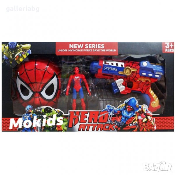 Голям комплект на СпайдърМен - пистолет, маска, фигурка и жилетка  (SpiderMan, Marvel) , снимка 1