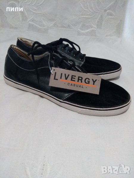 LIVERGY - черни мъжки кецове с бяла подметка, снимка 1