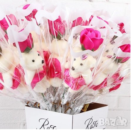 атрактивен подарък ! романтична роза с мече подарък , снимка 1