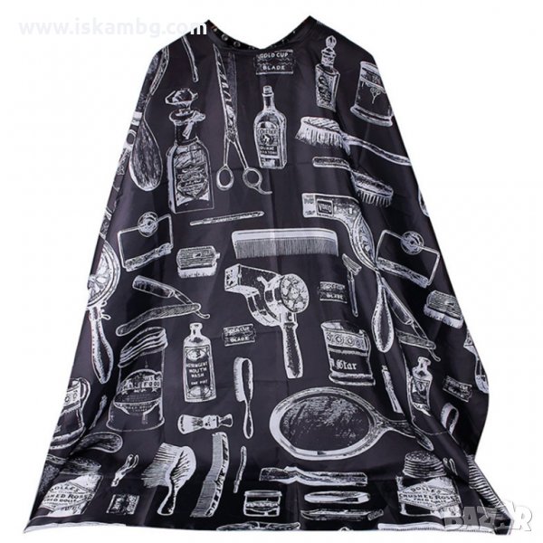 Престилка за подстригване, пелерина за подстригване - ЧЕРЕН ПРИНТ - КОД 3209, снимка 1