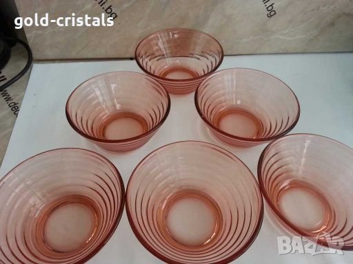 Ретро стъклени купички цветно розово стъкло 53г, снимка 1