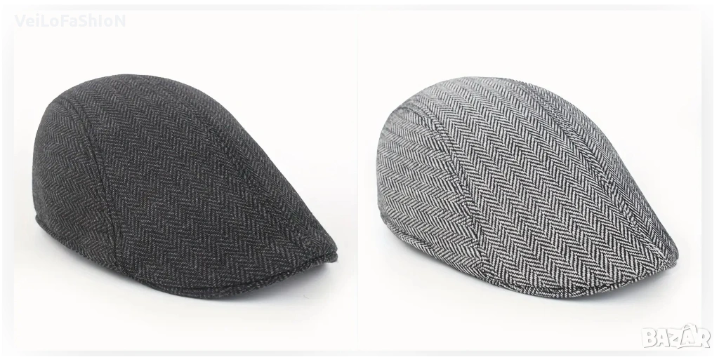 Нов мъжки каскет рибена кост - два цвята, снимка 1