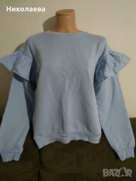 Светло синя блуза с паднал ръкав и къдри, H&M, снимка 1