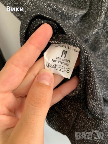 Черна блуза със сребърно, снимка 5 - Блузи с дълъг ръкав и пуловери - 26335060