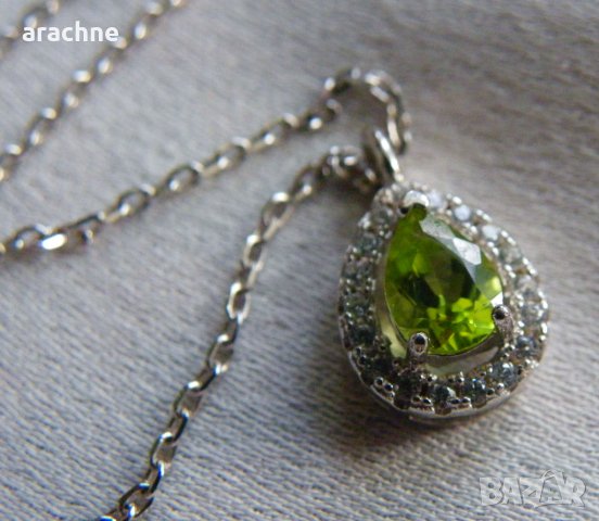 Сребърно колие с оливин и топази, снимка 3 - Колиета, медальони, синджири - 43327744