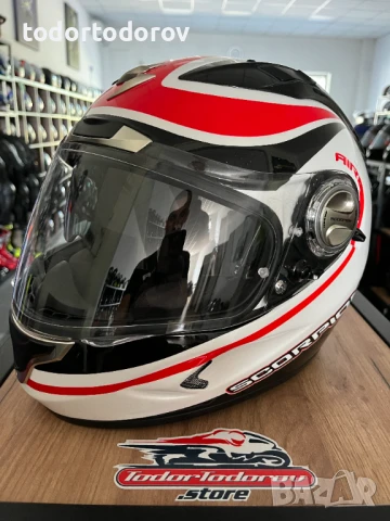 Мото каска за мотор SCORPION EXO 1000,XS 53-54см. очила,като нова, снимка 1