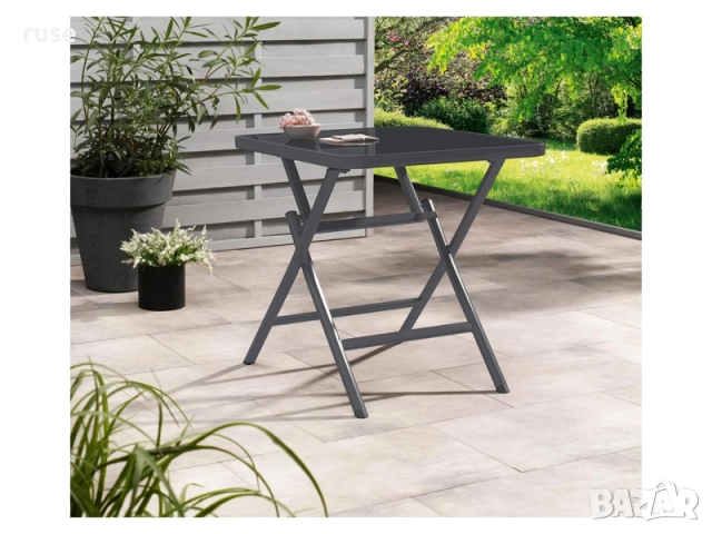 НОВА! Сгъваема алуминиева маса Хюстън/Торонто със стъклен плот 70х70х70см, снимка 7 - Градински мебели, декорация  - 52400773