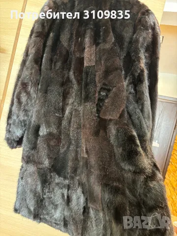 Кожено палто - черен косъм, леко разкроено , снимка 2 - Палта, манта - 47454152