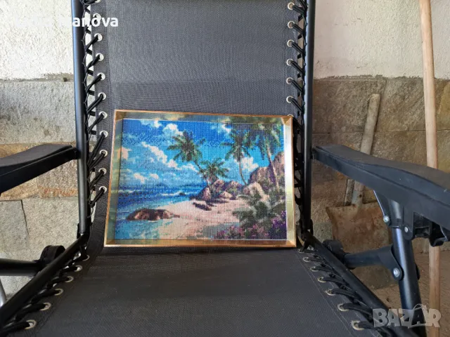 Диамантен гоблен море с палми-готов и рамкиран, снимка 2 - Гоблени - 50194503