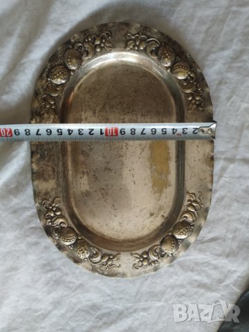 посребрен месингов поднос арт деко, снимка 3 - Антикварни и старинни предмети - 34909323