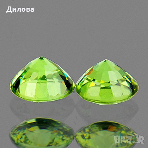 3.50 mm кръгли 2 бр  лайм зелени демантоид гранати, снимка 2 - Други - 43800159