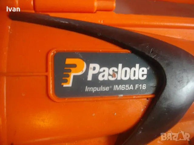 Газов Литиев ТАКЕР за пирони игли 32-63мм 34 градуса Професионален с 1 батерия PASLODE Impulse IM65A, снимка 7 - Други инструменти - 47418232