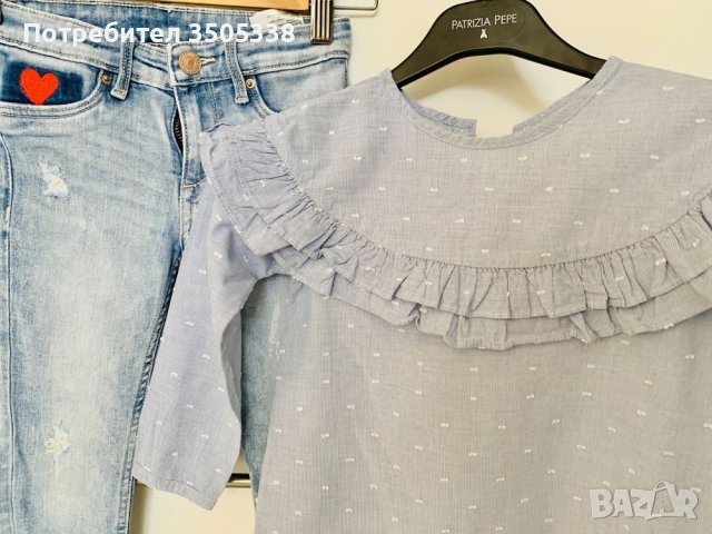 Блуза NEXT и дънки H&M, ръст 104-110 см, 4-5 г., снимка 2 - Детски комплекти - 40431910