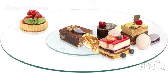 Въртяща се стъклена поставка за сервиране Въртящо се стъклено плато за сервиране 45см, снимка 2 - Аксесоари за кухня - 44046620