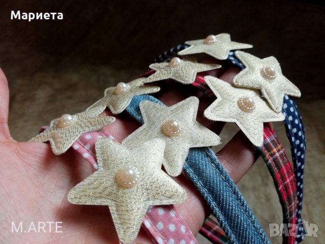 Коледна диадема Диадема със златни звездички Ръчно Изработени диадеми, снимка 3 - Аксесоари за коса - 27274003