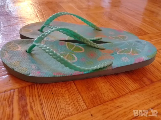 Сини чехлички с пеперудки, снимка 3 - Чехли - 49246240