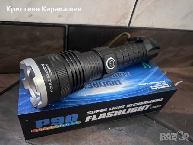 Мощен компактен фенер P90, 90 000lm, водоустойчив, снимка 4 - Къмпинг осветление - 43105116
