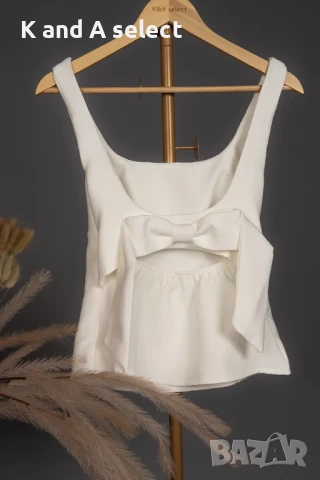 Бял топ с панделка на гърба – модел “Bella”