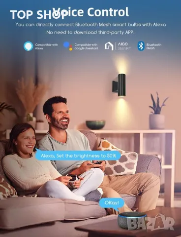 Интелигентни външни стенни осветителни тела Aigostar, от мрежата с GU10 Mesh Smart Bulb, 2 броя, снимка 2 - Лампи за стена - 49866424