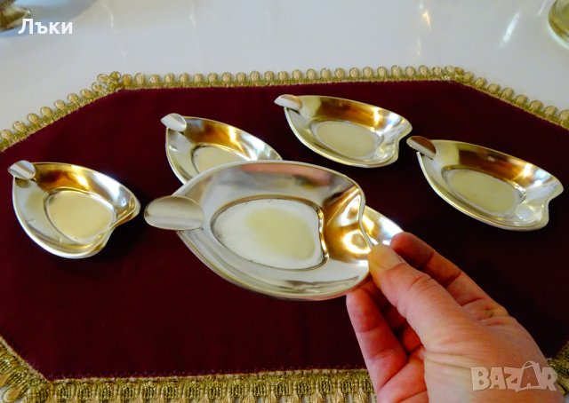 Посребрен месингов пепелник. , снимка 3 - Антикварни и старинни предмети - 26602386