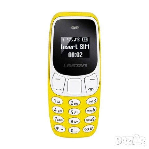 Мини телефон, BM10, с промяна на гласа, малък телефон, L8Star BM10, Nokia 3310 Нокия, жълт, снимка 2 - Телефони с две сим карти - 37122782