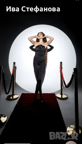 Wow нов 🎀🌸🪞секси елегантен еластичен черен парти официален гащеризон 3Д 3D цвете, снимка 7 - Гащеризони - 49864283