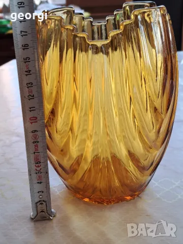 винтидж ар деко ваза цвят кехлибар   22/5, снимка 7 - Вази - 49240301