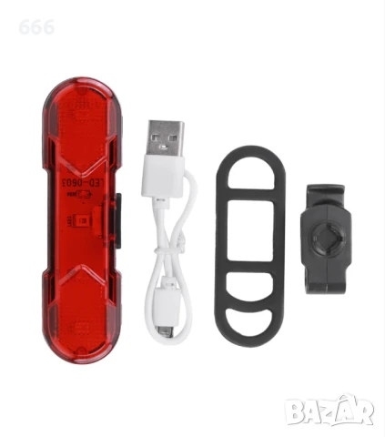 LED задна светлина за велосипед, USB акумулаторна, водоустойчива, бърз монтаж
