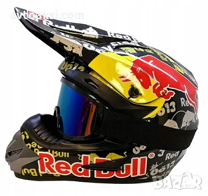 Каска Red Bull Крос Мотор/Скутер/Бъги/Вело/АТВ-+ очила -32153, снимка 4 - Аксесоари и консумативи - 49338974