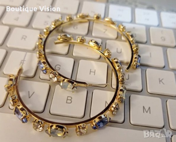 Ново! Халки с естествени камъни - Опали и Австрийски кристали, снимка 3 - Обеци - 32375830