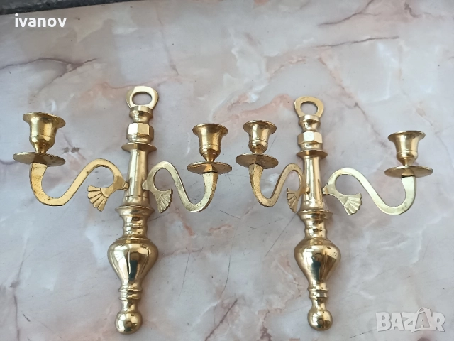 Бронзови двойно аплици, снимка 4 - Антикварни и старинни предмети - 51724370