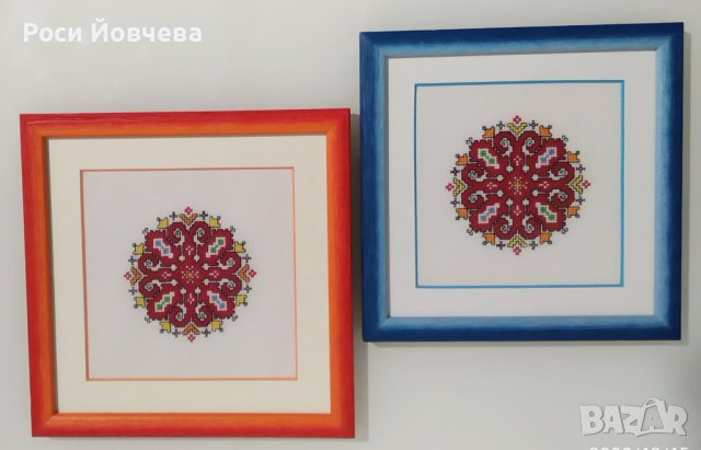 Ръчно бродирана Шевица елбетица bulgarian embroidery в рамка за подарък , снимка 4 - Декорация за дома - 43256106