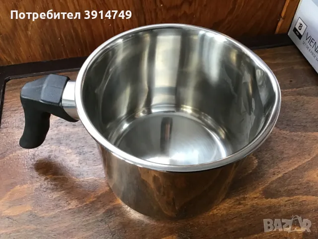Кана / канче / джезве, неръждаема стомана (инокс); 1 л, многослойно подсилено широко дъно 12см, НОВО, снимка 2 - Аксесоари за кухня - 48461481