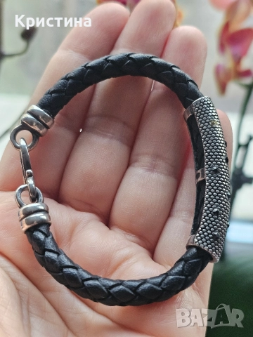 Маркова гривна от кожа и сребро/925, снимка 3 - Гривни - 52913782
