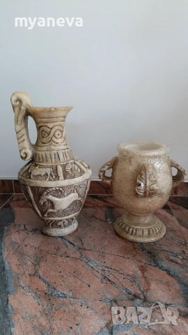 Италианска ваза, амфора с дръжки във формата на листа. , снимка 7 - Декорация за дома - 53540975