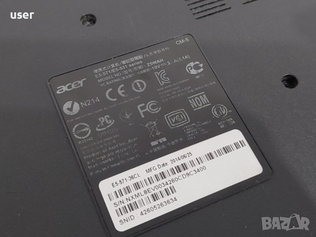 4GB RAM, i3-4030u 15.6" лаптоп Acer Aspire E5-571 256GB SSD с гаранция, снимка 6 - Лаптопи за дома - 43327152